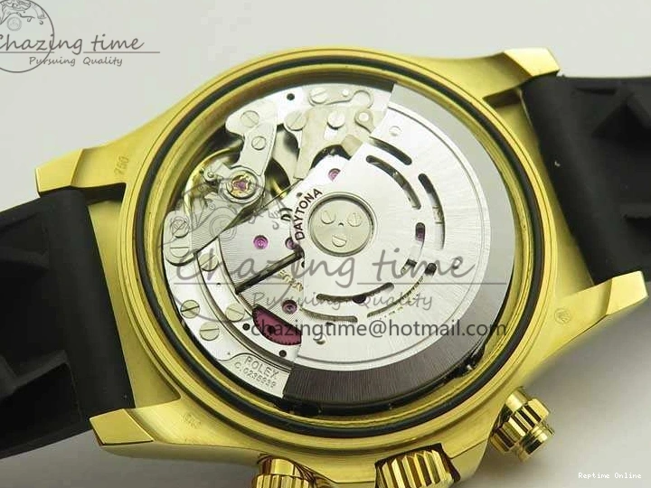 0522 Chic Daytona 116518LN YG JH Best Black Gold Dial On Rubber Strap A4130 (Free XS Rubber ) 3458